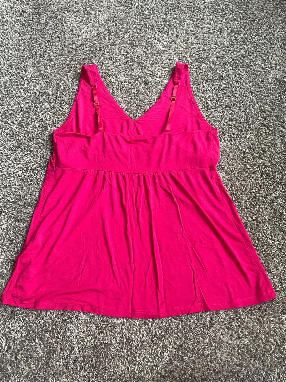Soma Bright Pink V-Neck Sleeveless Sleep Tank - Picture 3 of 4
